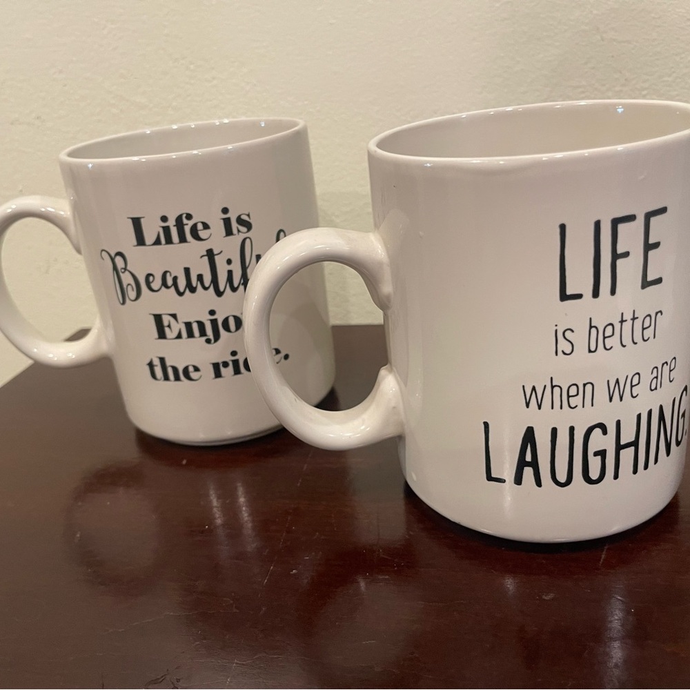 White Inspirational Quote Mugs Set